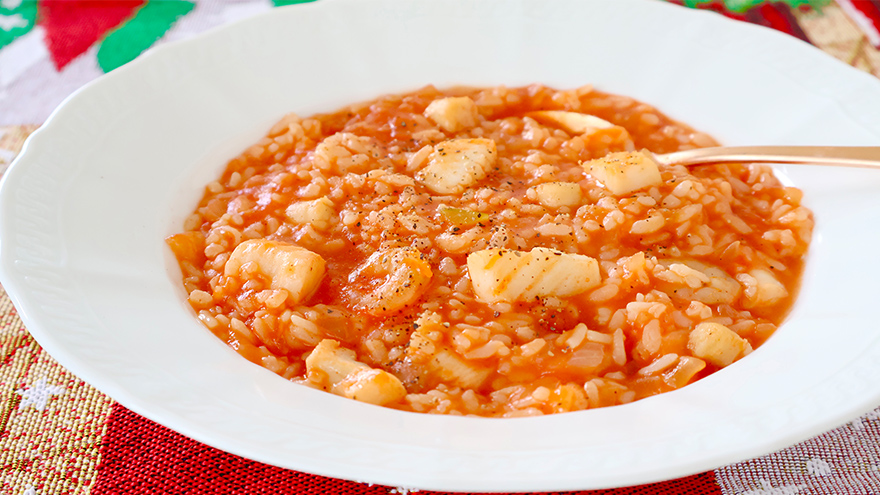 シーフード入りトマトリゾット風