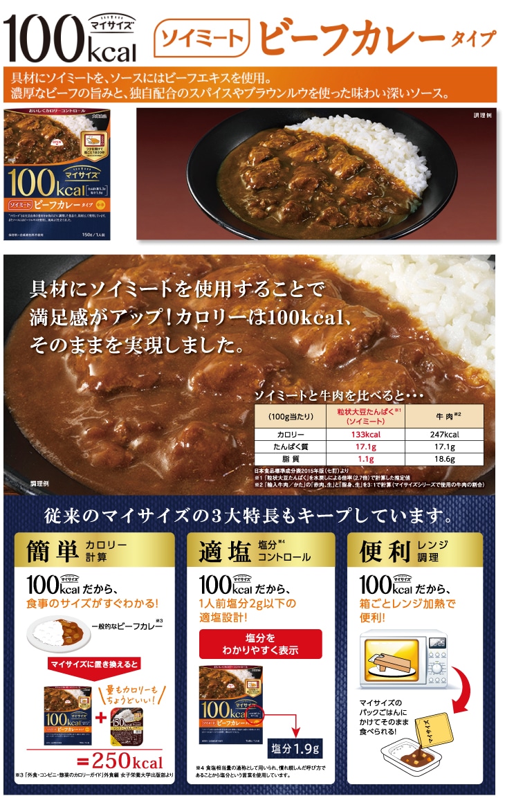 100kcalマイサイズ ソイミートビーフカレータイプ 30個入 大塚食品の公式通販 セレクトショップ