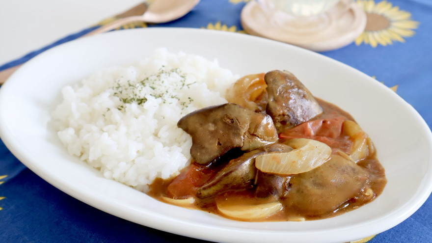 鶏レバーのカレーライス